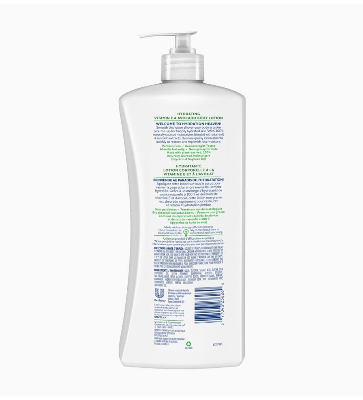 St. Ives Hydrating Body Lotion for hydrated, healthy-looking skin Vitamin E & Avocado paraben-free 600 ml