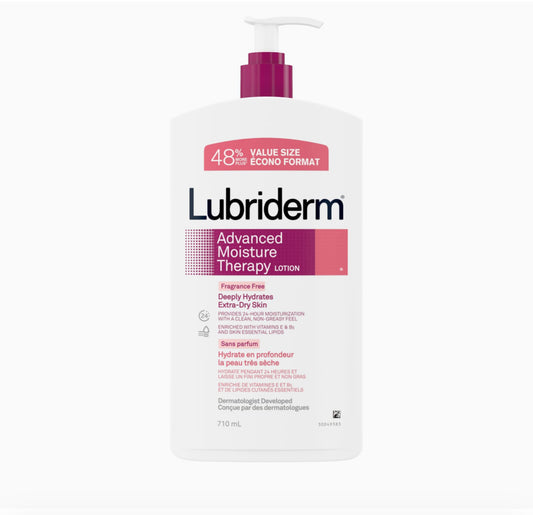 Lubriderm Advanced Moisture Therapy Moisturizing Cream - Vitamin E, Vitamin B5, Fragrance Free Body Lotion, 710 mL