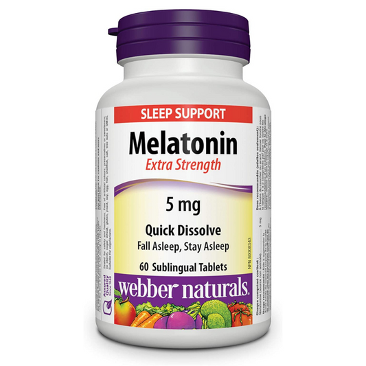 Webber Naturals Melatonin, Extra Strength, Quick Dissolve Tablet, 5 mg, 60 Count
