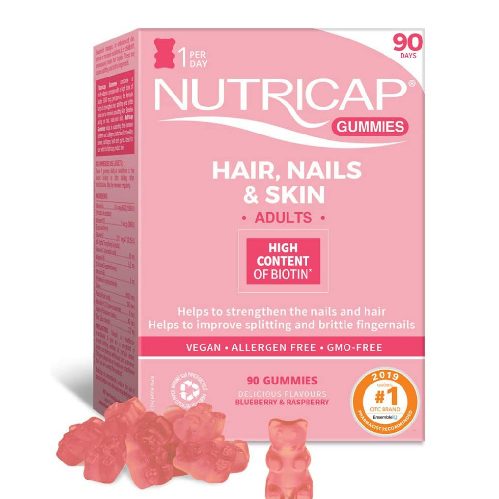 Nutricap Gummies for Hair, Nails & Skin strength - Rasperry and Blueberry flavor - 90 gummies