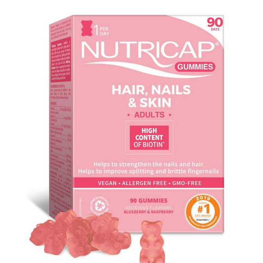 Nutricap Gummies for Hair, Nails & Skin strength - Rasperry and Blueberry flavor - 90 gummies