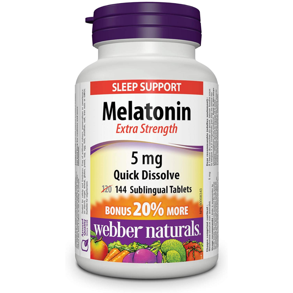 Webber Naturals Melatonin, Extra Strength, Quick Dissolve Tablet, 5 mg, 144 Count