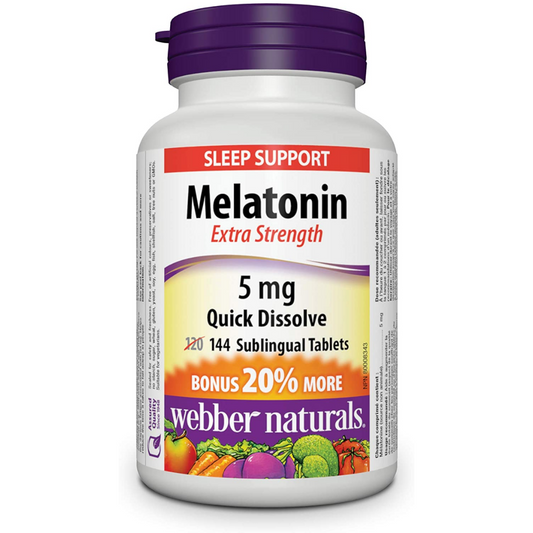 Webber Naturals Melatonin, Extra Strength, Quick Dissolve Tablet, 5 mg, 144 Count
