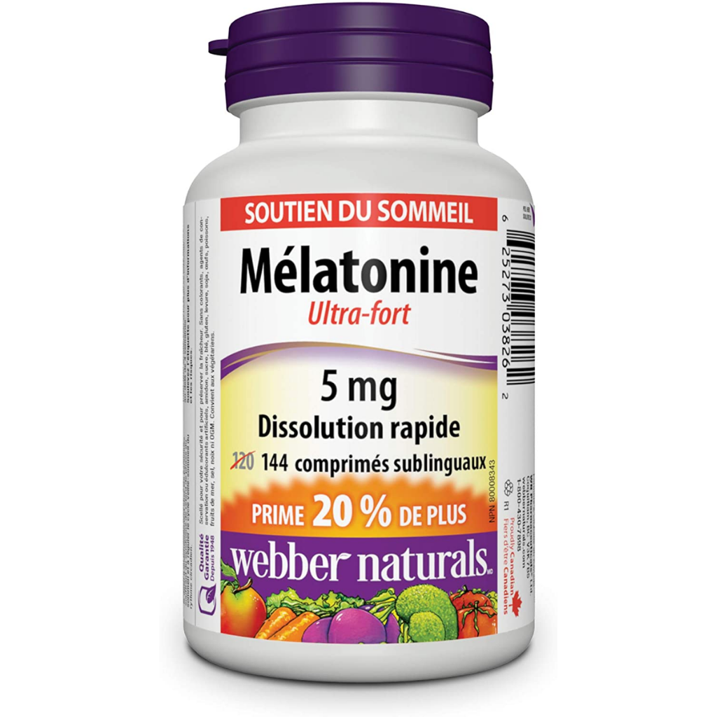 Webber Naturals Melatonin, Extra Strength, Quick Dissolve Tablet, 5 mg, 144 Count