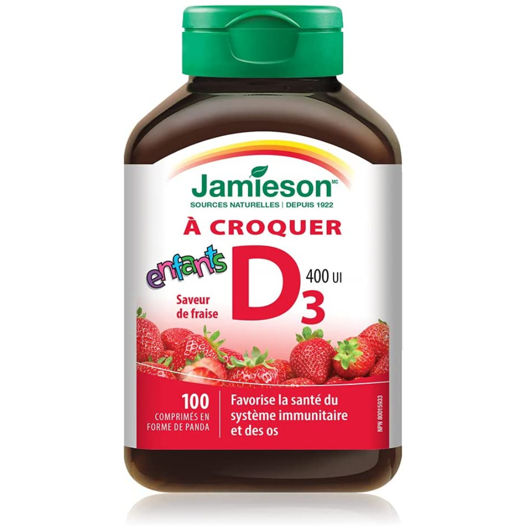 Jamieson Chewable Vitamin D3 for Kids 400 IU - Strawberry Flavour