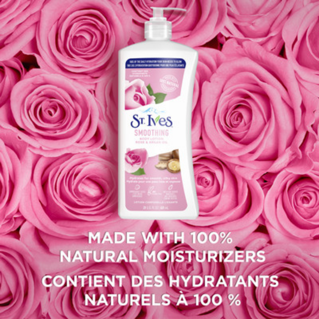 St. Ives Smoothing Body Lotion hydrates for smooth - Rose & Argan