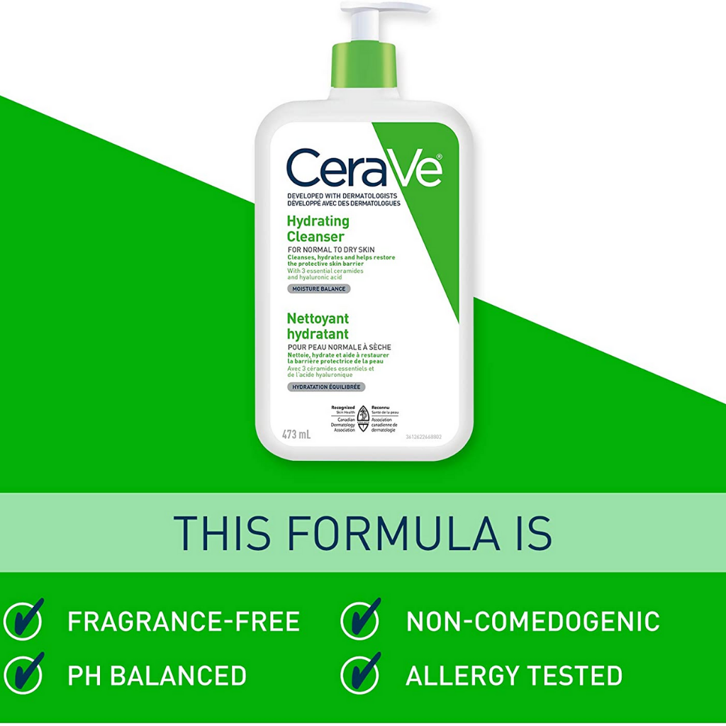 CeraVe Hydrating Face Wash, Daily Facial Cleanser for Dry Skin - 473 ml