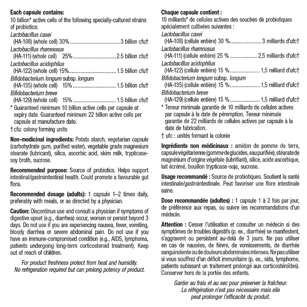 Webber Naturals Probiotic, 10 Billion Active Cells, 5 Probiotic Strains, Vegetarian Capsule, 40 Count