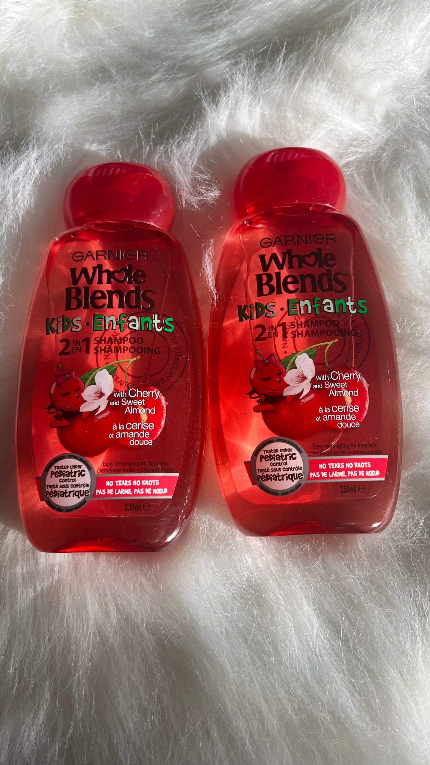 Garnier Whole Blends Kids 2-in1 Shampoo & Conditioner, Paraben Free, Hypoallergenic, Cherry and Sweet Almond Scent