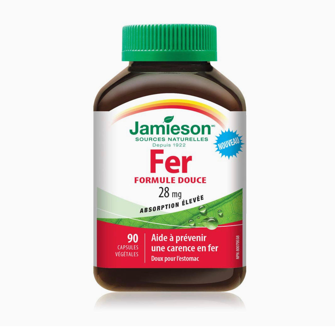 Jamieson Gentle Iron 28 mg Ferrous Bisglycinate - Gluten-Free, 90 Count