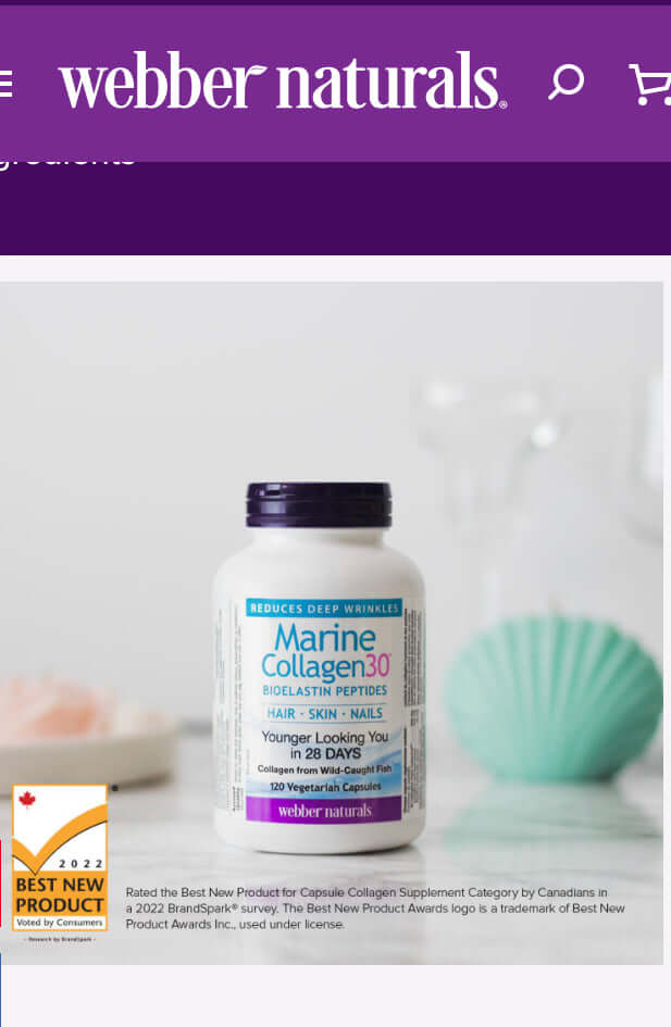 Webber Naturals Marine Collagen30® Bioelastin Peptides Vegetarian