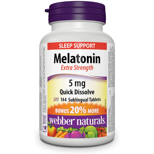 Webber Naturals Melatonin, Extra Strength, Quick Dissolve Tablet, 5 mg, 144 Count