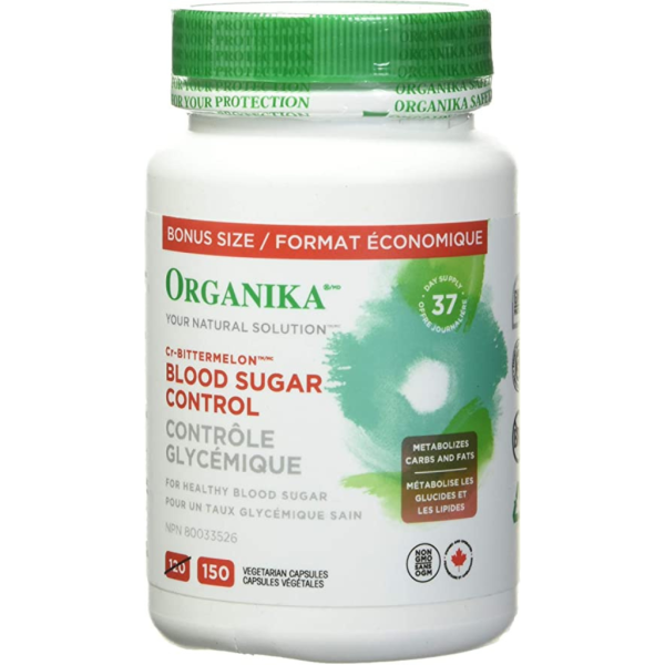 Organika Blood Sugar Control Bonus Size- Chromium and Bitter Melon, 150 vcaps