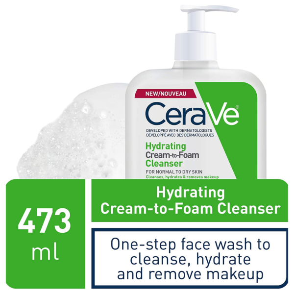 CeraVe Hydrating Cream-to-Foam Cleanser - 473 ml - Image 3