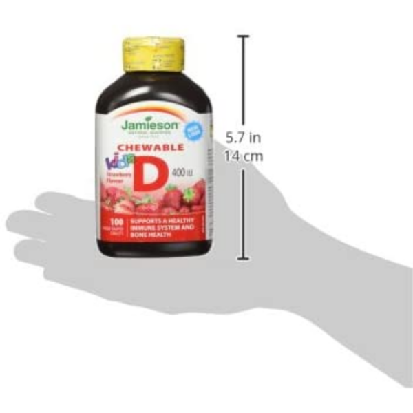 Jamieson Chewable Vitamin D3 for Kids 400 IU - Strawberry Flavour - Image 5