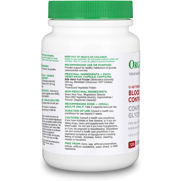 Organika Blood Sugar Control Bonus Size- Chromium and Bitter Melon, 150 vcaps - Image 5