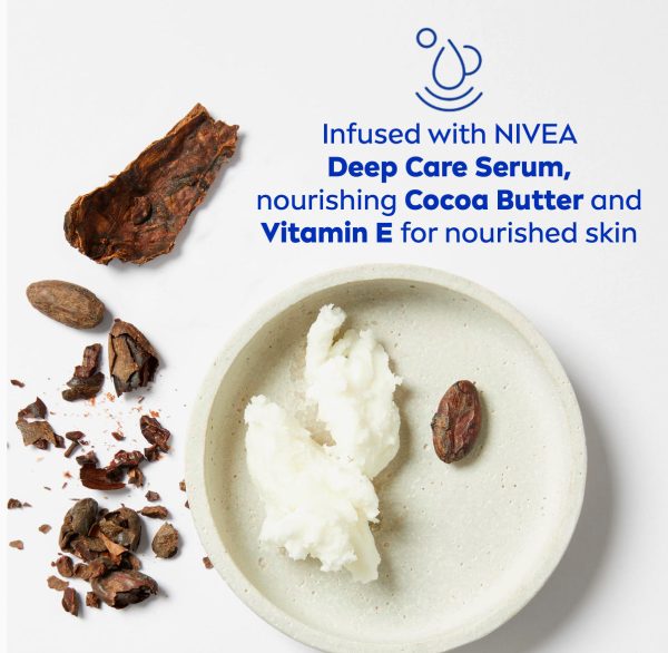 NIVEA Cocoa Butter Body Lotion - 48H Deep Moisturie |Daily Moisturizer | Light, Non-greasy | with Cocoa Butter & Vitamin E | For Dry to very dry Skin | 625mL Pump Bottle - Image 3