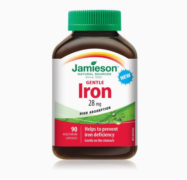 Jamieson Gentle Iron 28 mg Ferrous Bisglycinate - Gluten-Free, 90 Count