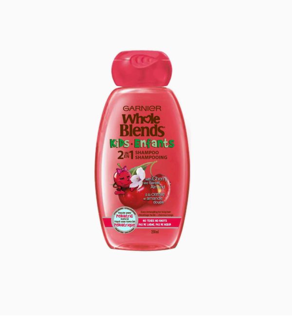 Garnier Whole Blends Kids 2-in1 Shampoo & Conditioner, Paraben Free, Hypoallergenic, Cherry and Sweet Almond Scent