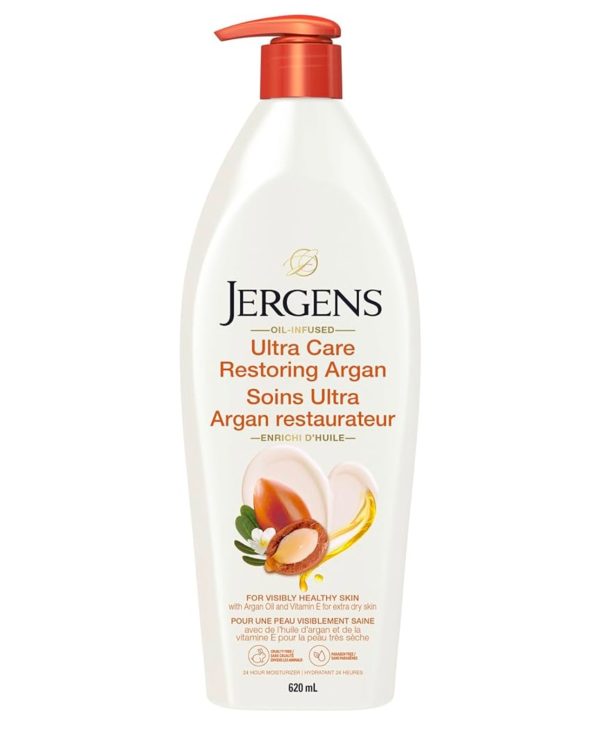 Jergens Ultra Care Restoring Argan Oil-Infused Moisturizer & Body Lotion for Extra-Dry Skin (620 mL)