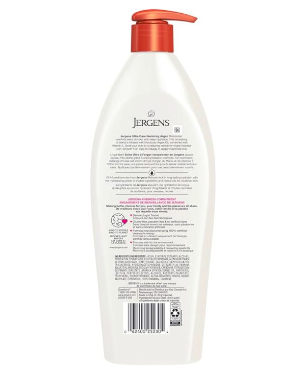 Jergens Ultra Care Restoring Argan Oil-Infused Moisturizer & Body Lotion for Extra-Dry Skin (620 mL) - Image 8