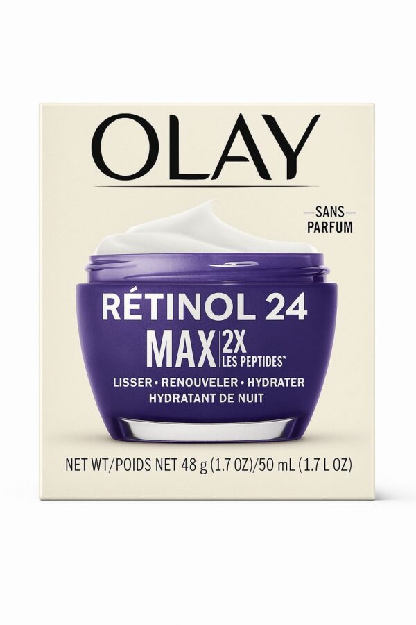 Olay Retinol 24 MAX Face Moisturizer Anti-Aging Night Face Cream for Wrinkles and Uneven Skin Tone with Retinol 2X