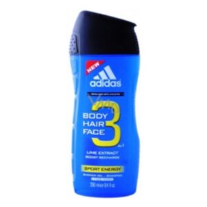 Adidas Sport Energy 3 in 1 shower gel for body, hair and face - Lime Extract for men 250 ml