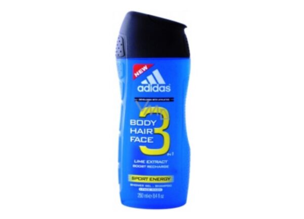Adidas Sport Energy 3 in 1 shower gel for body, hair and face - Lime Extract for men 250 ml
