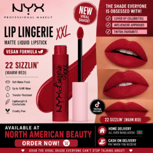 NYX PROFESSIONAL MAKEUP, Lip Lingerie XXL Matte Liquid Lipstick - 22 SIZZLIN' (Warm Red)