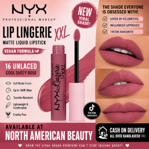 NYX PROFESSIONAL MAKEUP, Lip Lingerie XXL Matte Liquid Lipstick, Vegan Formula - 16 UNLACED (Cool Dusty Rose)