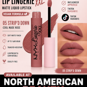 NYX PROFESSIONAL MAKEUP, Lip Lingerie XXL Matte Liquid Lipstick, Vegan Formula - 05 STRIP'D DOWN (Coral Beige)