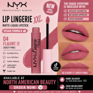 NYX PROFESSIONAL, Lip Lingerie XXL Matte Liquid Lipstick - 04 FLAUNT IT (Dusty Pink)