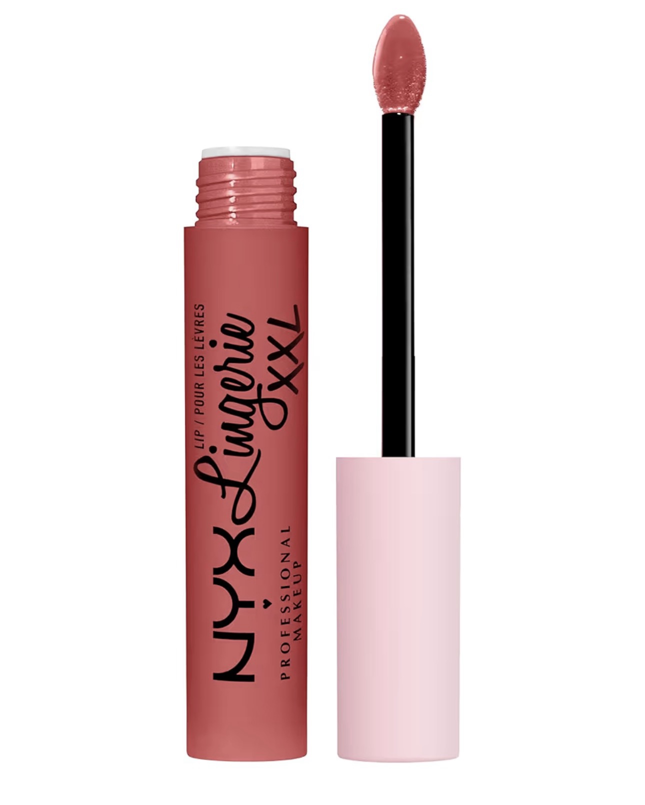 NYX PROFESSIONAL MAKEUP, Lip Lingerie XXL Matte Liquid Lipstick, Vegan Formula - 03 XXPOSE ME (Peach Pink)
