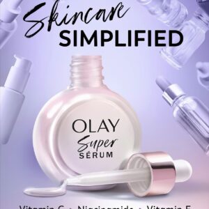 Olay Super Serum - Niacinamide, Vitamin C & E, Collagen Peptide, AHA - 5-in-1 Skin Care Benefits for Face - Healthy Glow, Brightening, Hydrating, Smoothing, Firming, Evens Tone, Anti-Aging, 30 mL